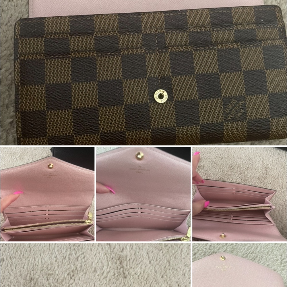 Louis Vuitton Damier conventional wallet, Inside is pink